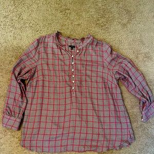 Talbots 2x lightweight long sleeve brown/pink top